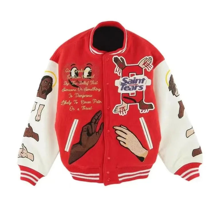 Hip-hop high-density letter embroidery jacket