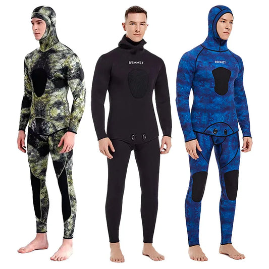3mm Camouflage Top and Pants Two-piece Hooded Diving Suit