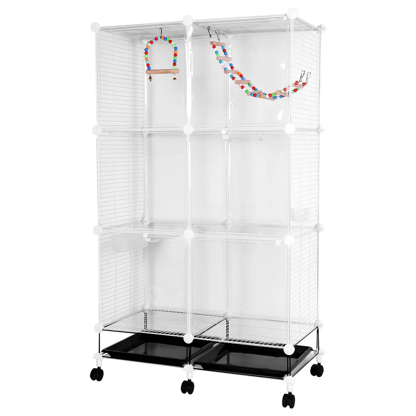 Bird Cage Universal with Wheels Stand Tray Swing Ladder