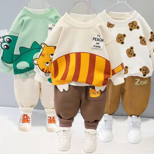 Children's two piece set 1-4 year old cartoon leisure sports suit