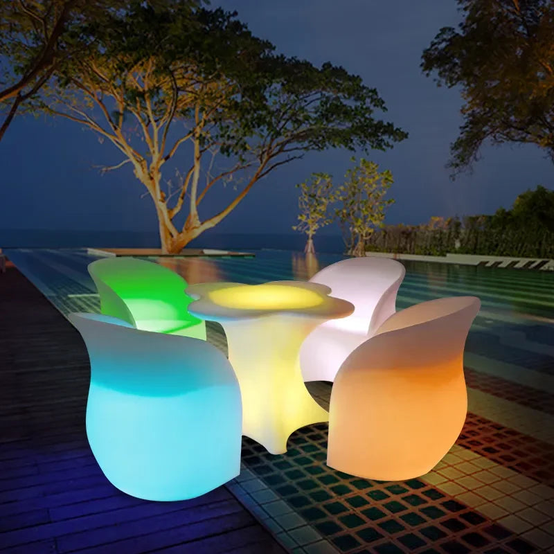 Party Decoration LED Luminous Plum Blossom Table Chair Outdoor