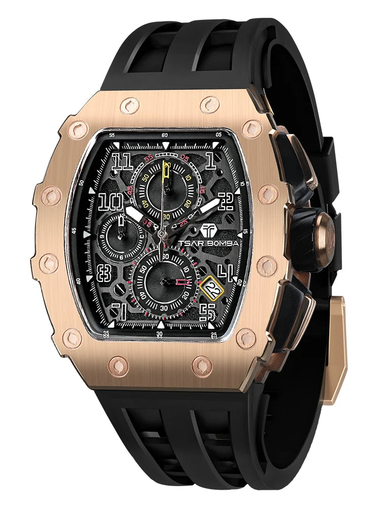 Waterproof Quartz Chronograph Rectangle Wristwatch