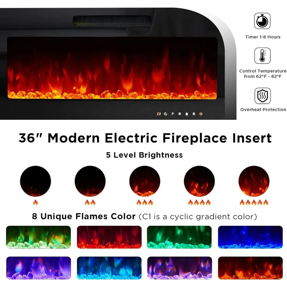 Modern High Gloss Entertainment Center LED Lights Cabinet for TVs Up to 80"