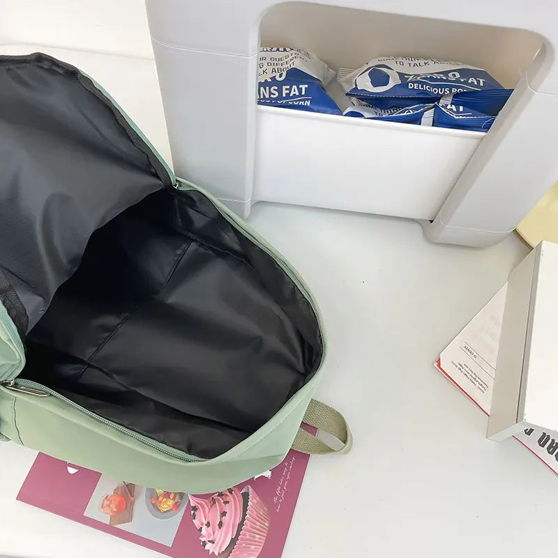 Student Backpack Preppy Style Solid Color