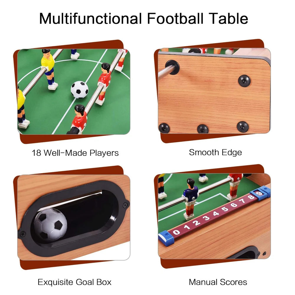 Easily Assemble Wooden Table Top Footballs Indoor Game Set