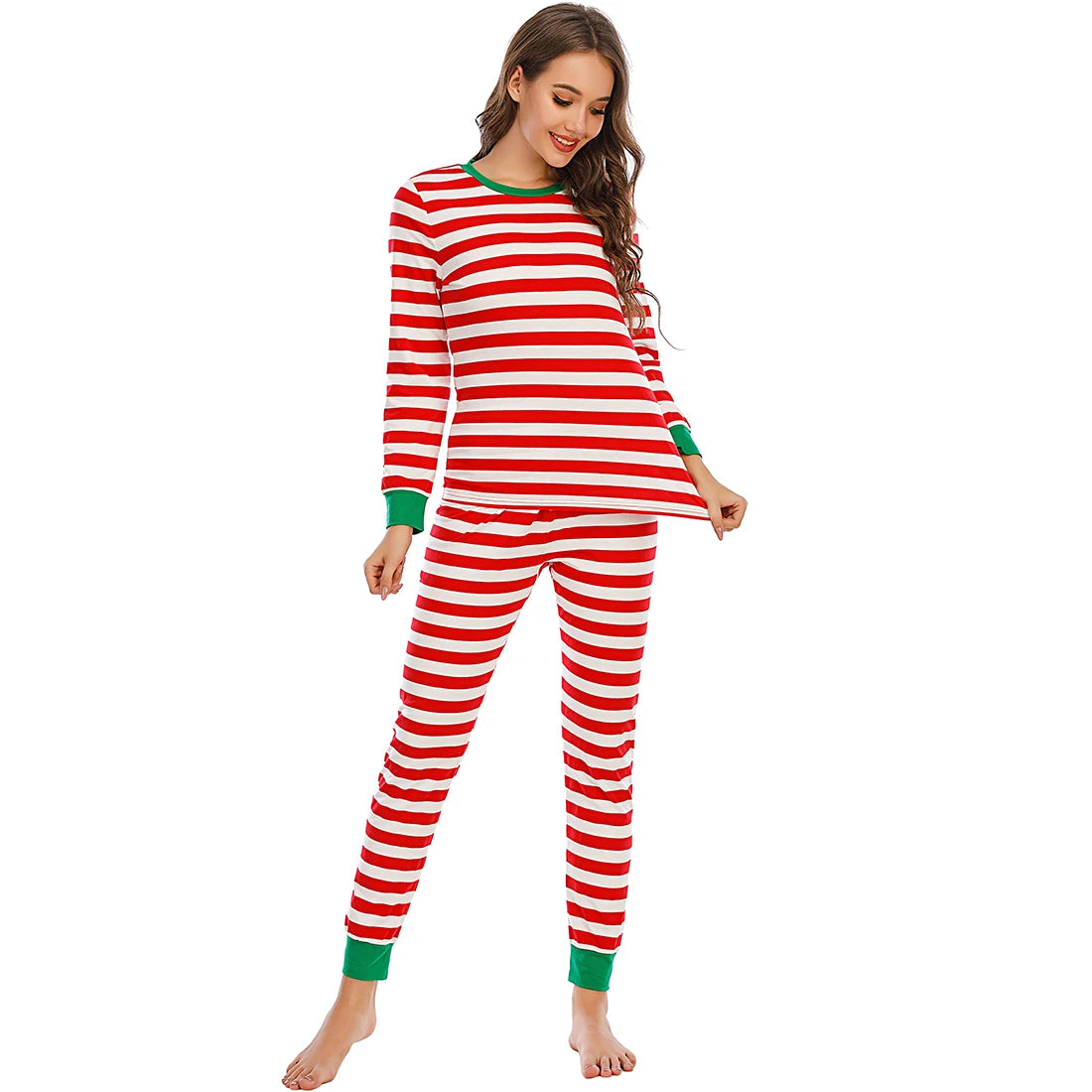 Pajamas Family Christmas Set Striped Red and Green