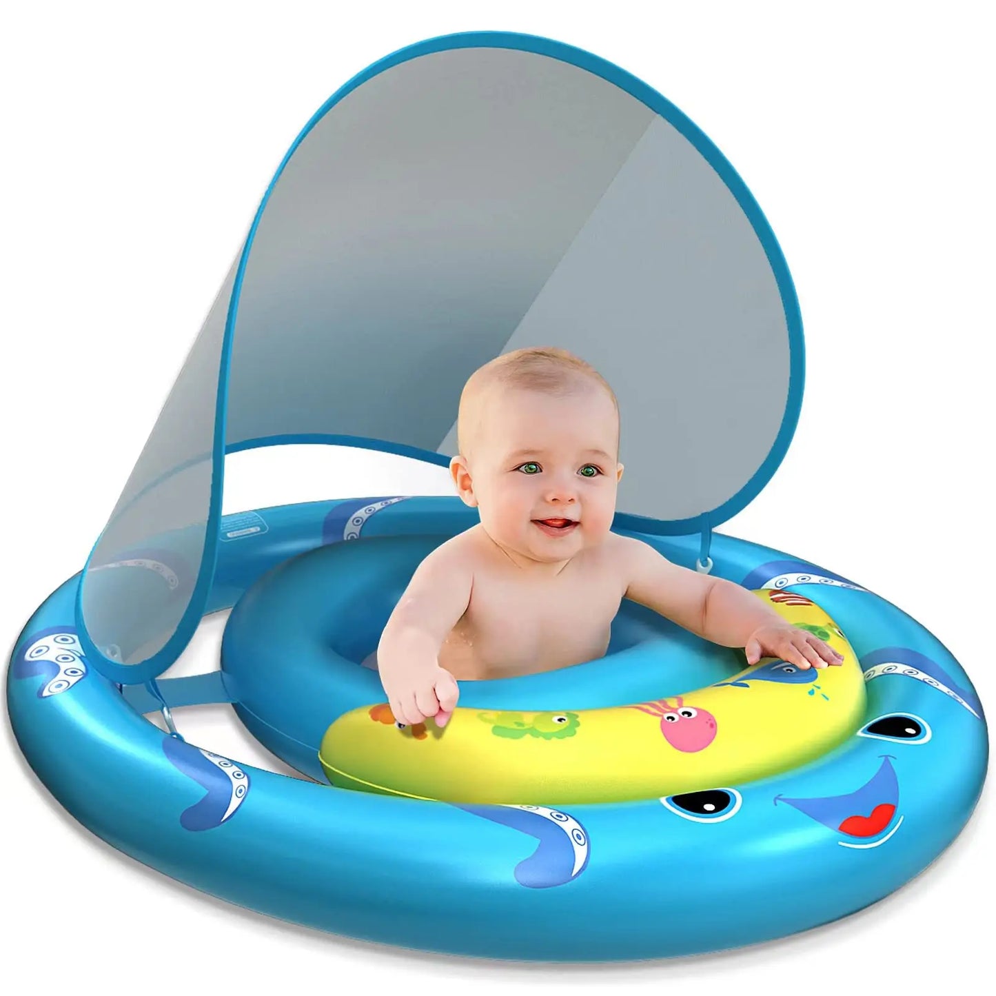 Baby Pool Float with Removable UPF50+ Sun Canopy