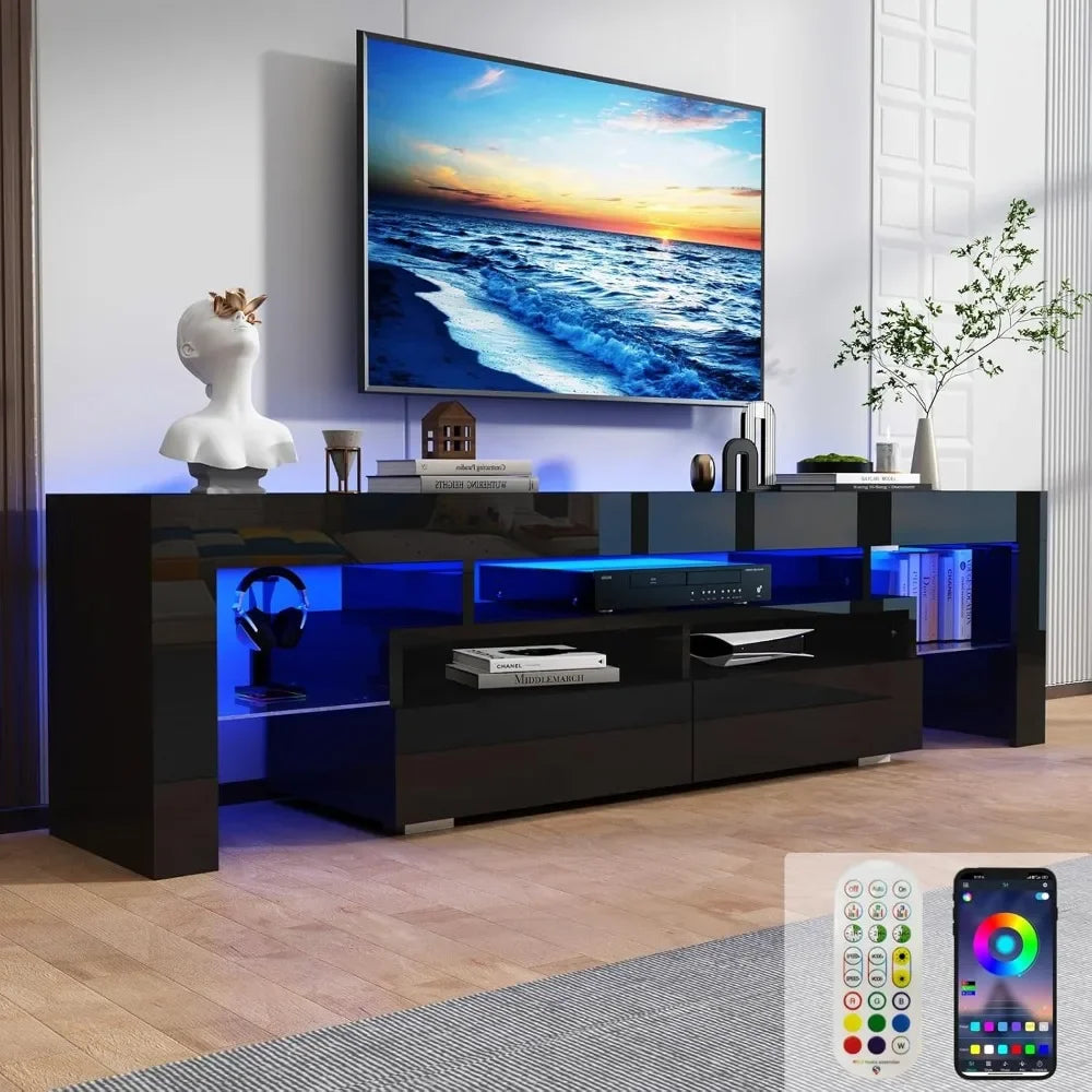 TV Stand 65/70 Inch Modern LED Gloss Entertainment Center Storage Drawer