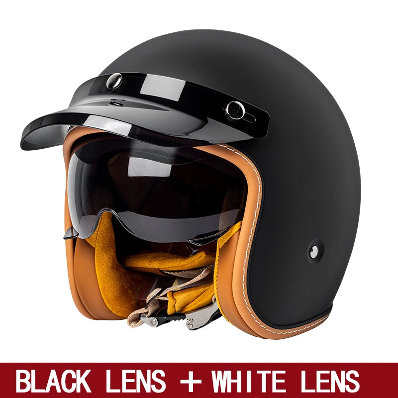 Motorcycle Helmet with lens 3/4 Half Helmet