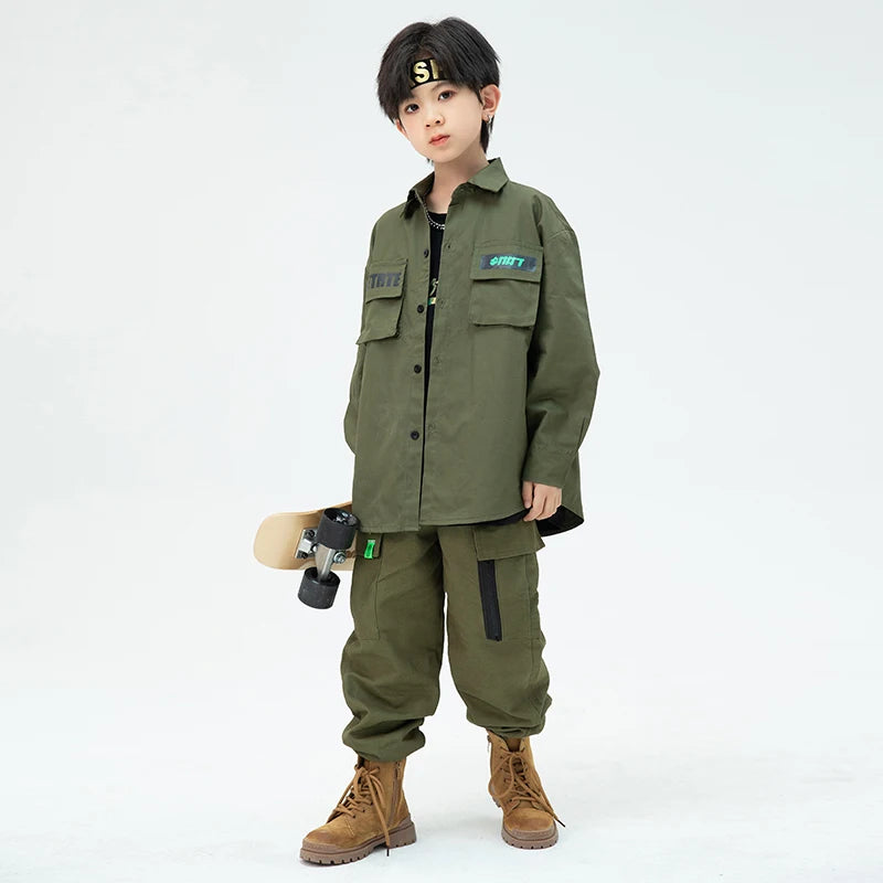 Hip Hop Long Sleeves Tooling Coat Pants Boys