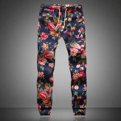 Fashion Spring Men Floral Print Joggers
