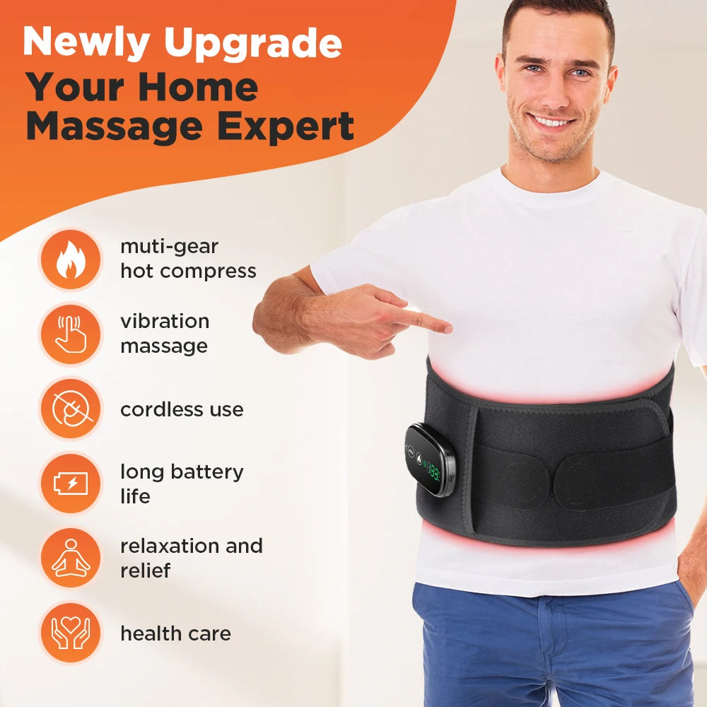 Electric Heating Waist Massager Vibration Hot Compress Lumbar Brace