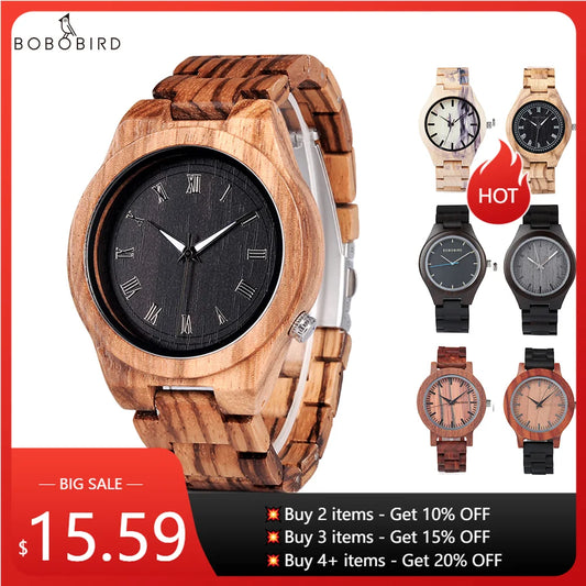 Natural Handcrafted Wooden Watches Lightweight