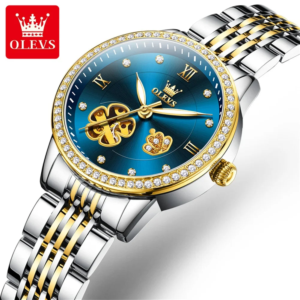 Flower Diamond Dial Mechanical Wrist Watch