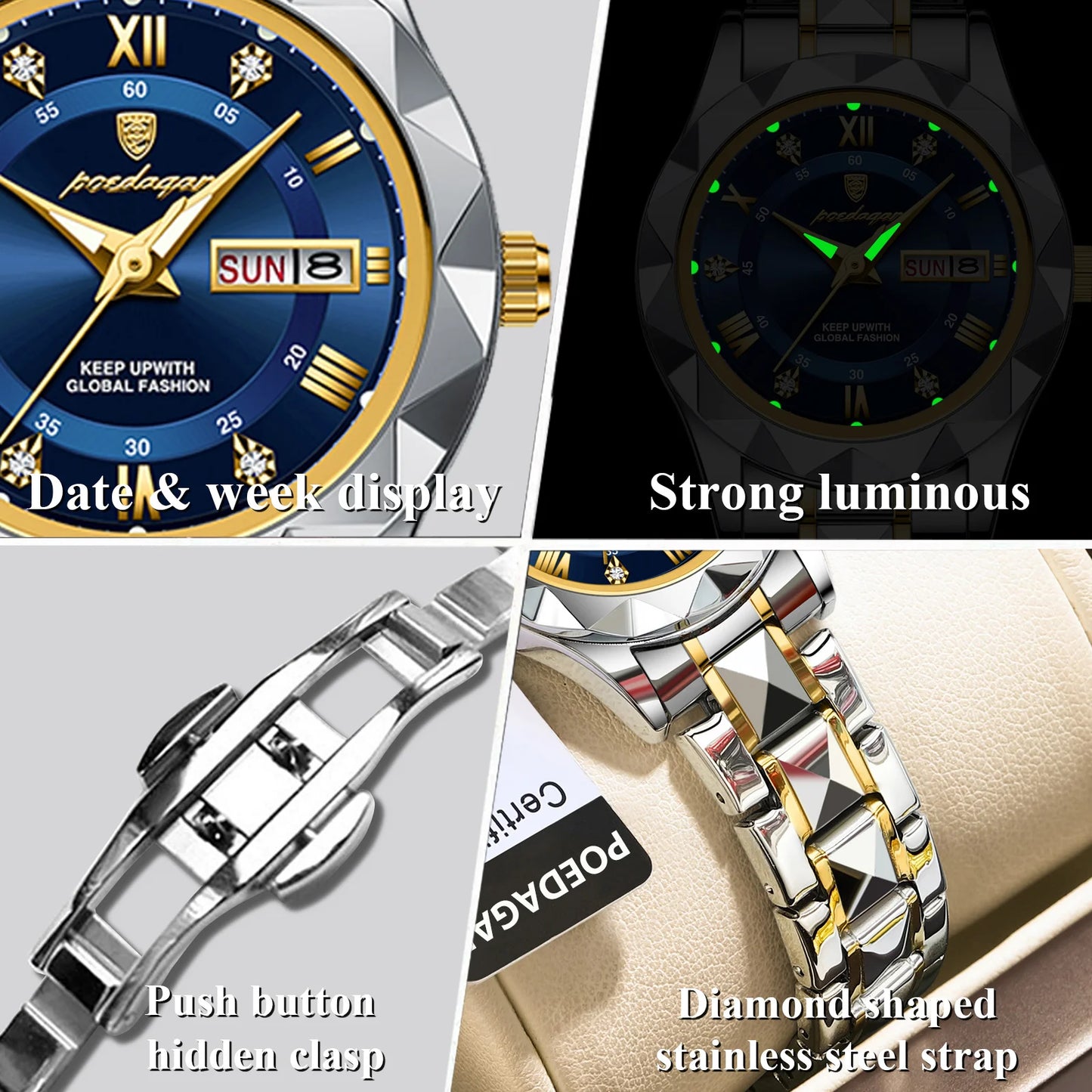 Luxury Ladies Dress Watch Luminous Waterproof