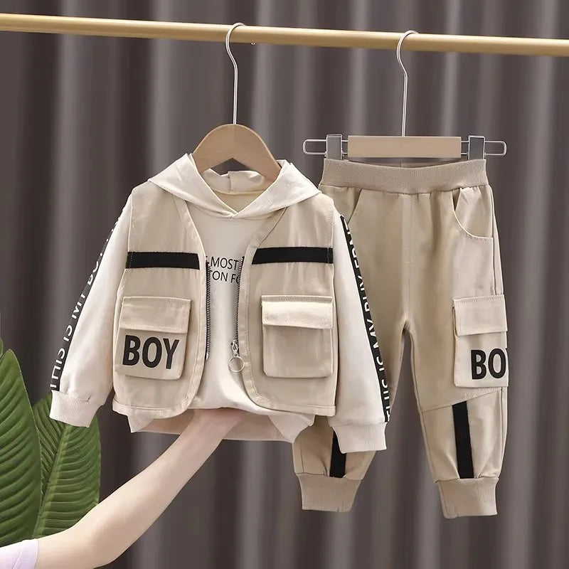 Boys Vest+ Long Sleeves Casual Pants Fashion Suit