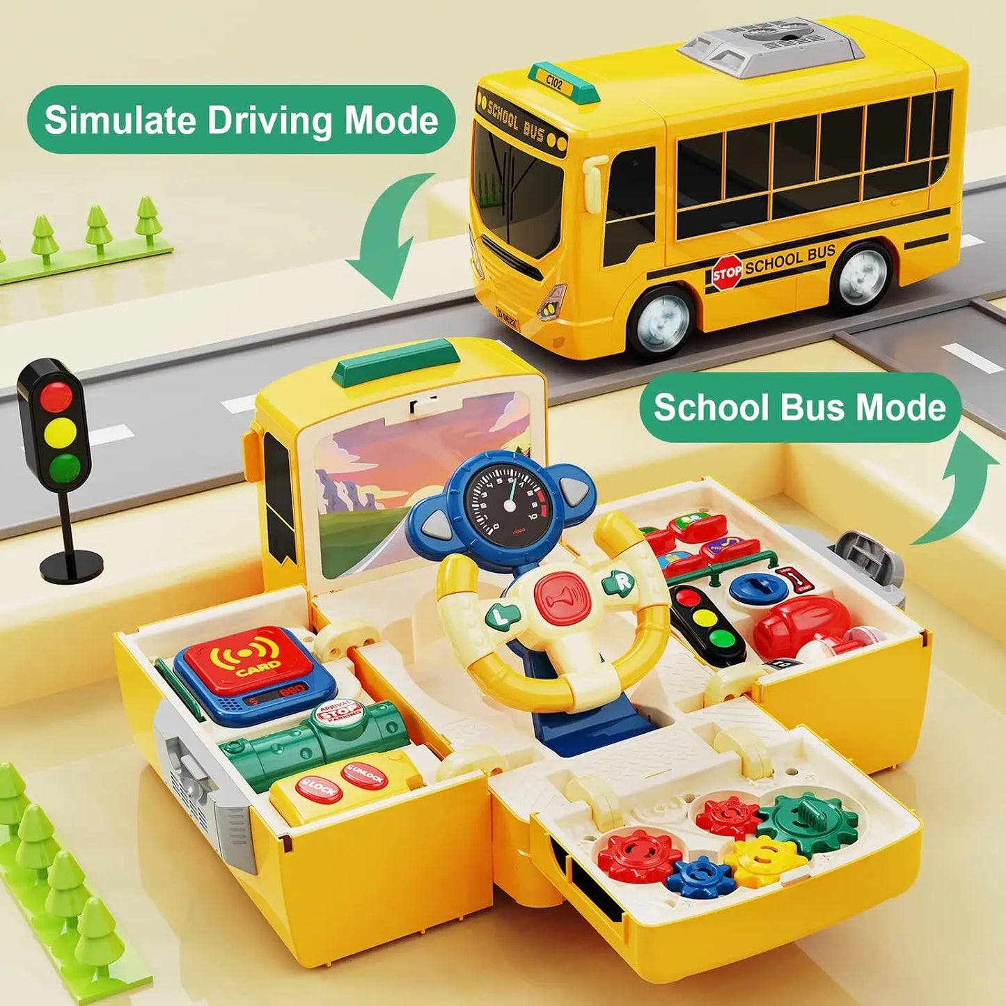 Montessori Bus Toy with Sound and Light