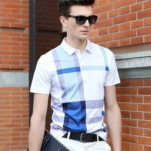 Men's Fashion Casual Stripe Polo Top