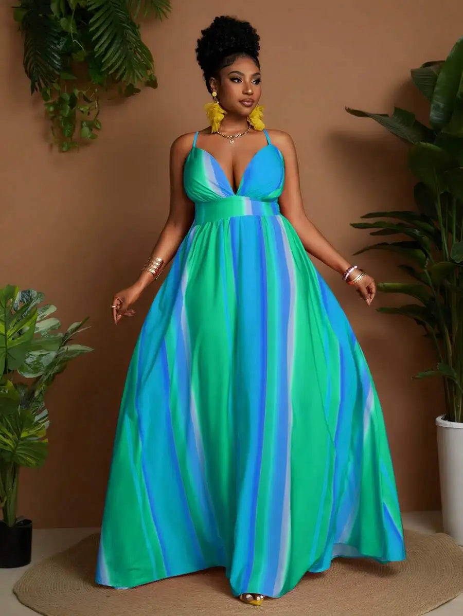 Plus Size Striped Maxi Dress