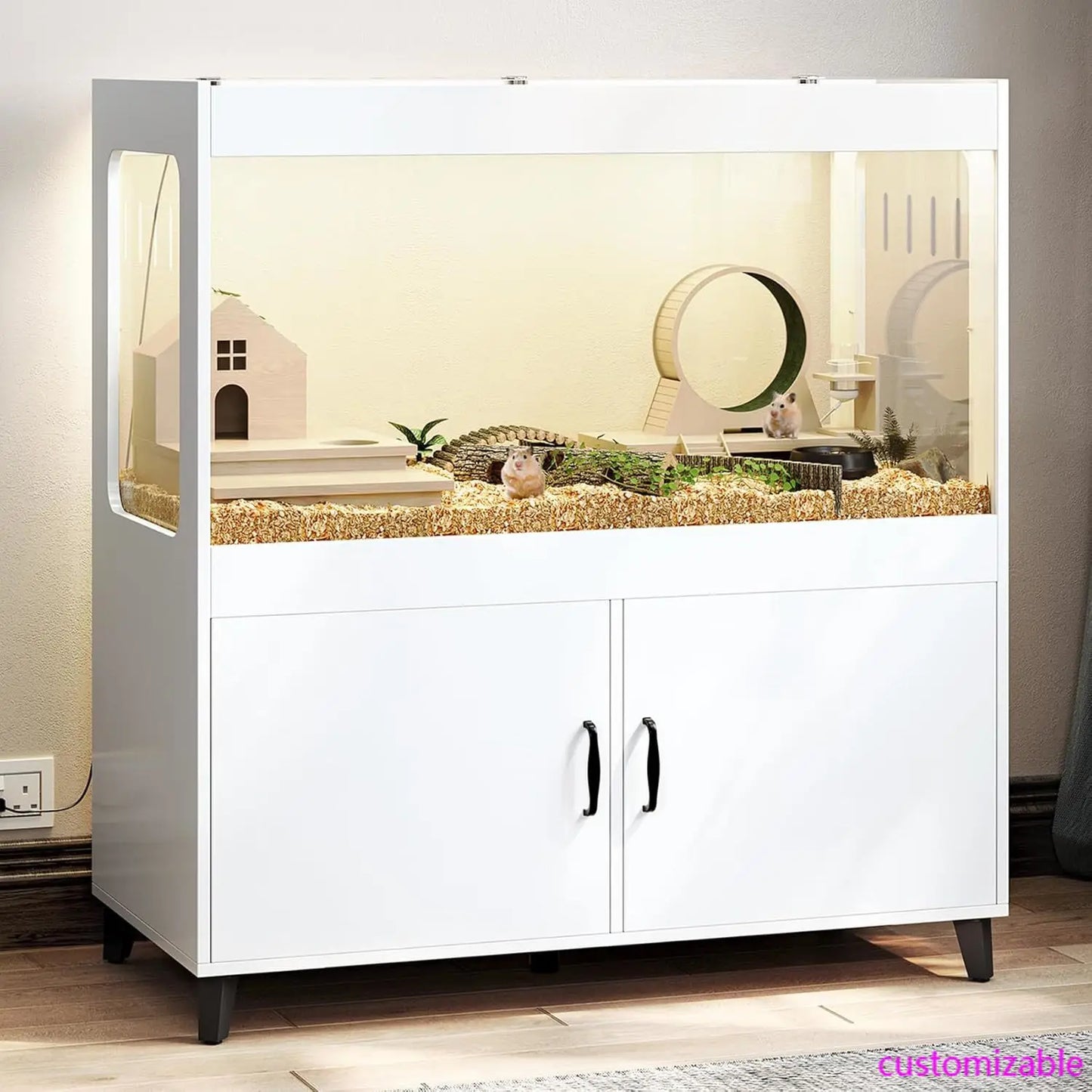 Large Cabinet with Storage and LED Lights Easy 360° View