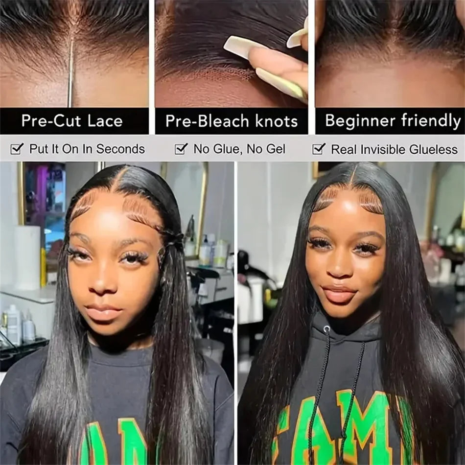 Glueless 5x5 Straight Wigs Human Hair 4x4 HD Lace Closure