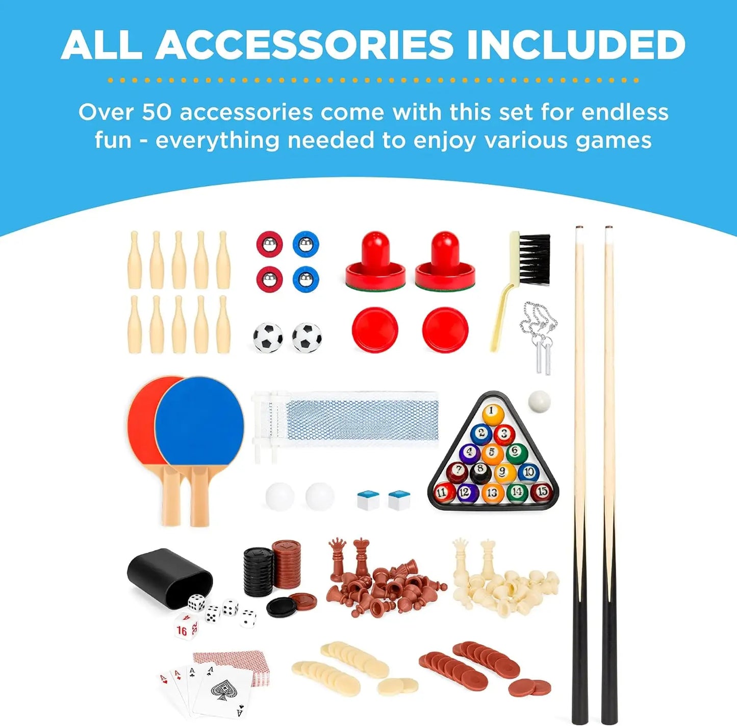 2x4ft 10-in-1 Combo Game Table Set/Hockey, Foosball, Pool, Shuffleboard, Ping Pong