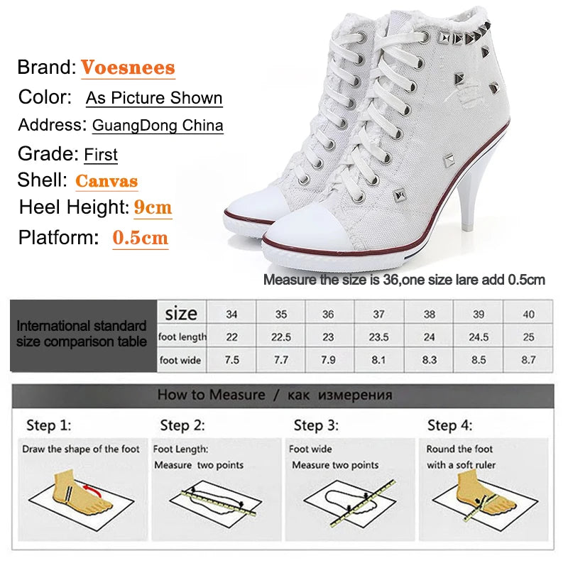 High Top Canvas Women Boots Thin Heel