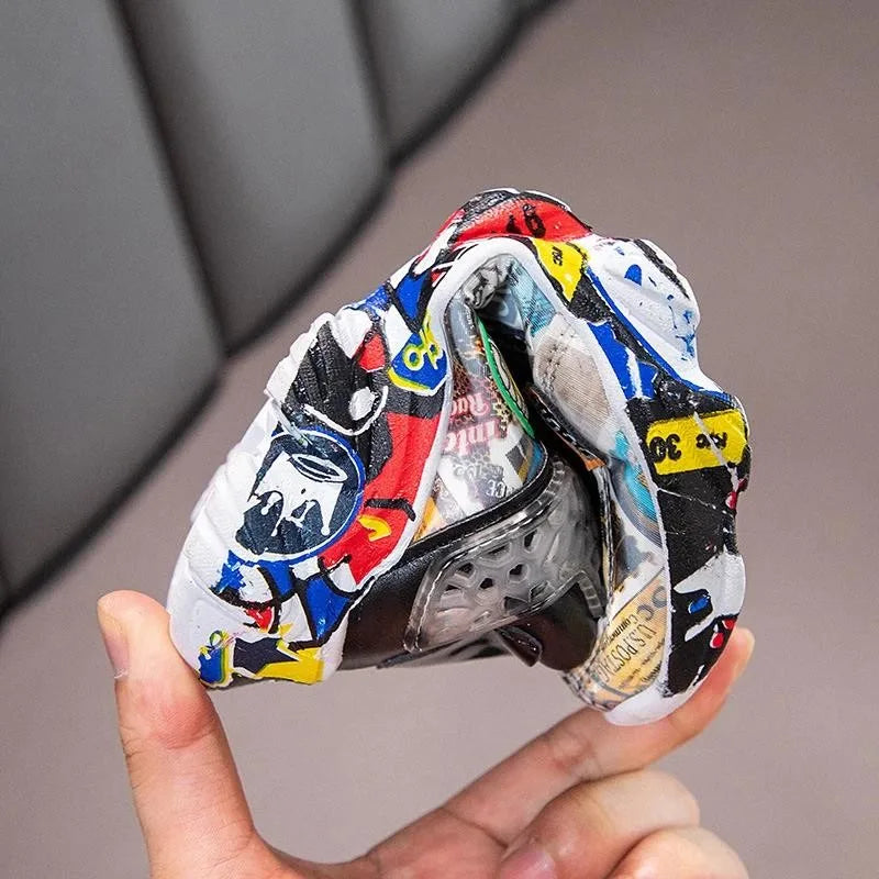Size 26-36 Children Sports Sneakers Cartoon Graffiti Pattern