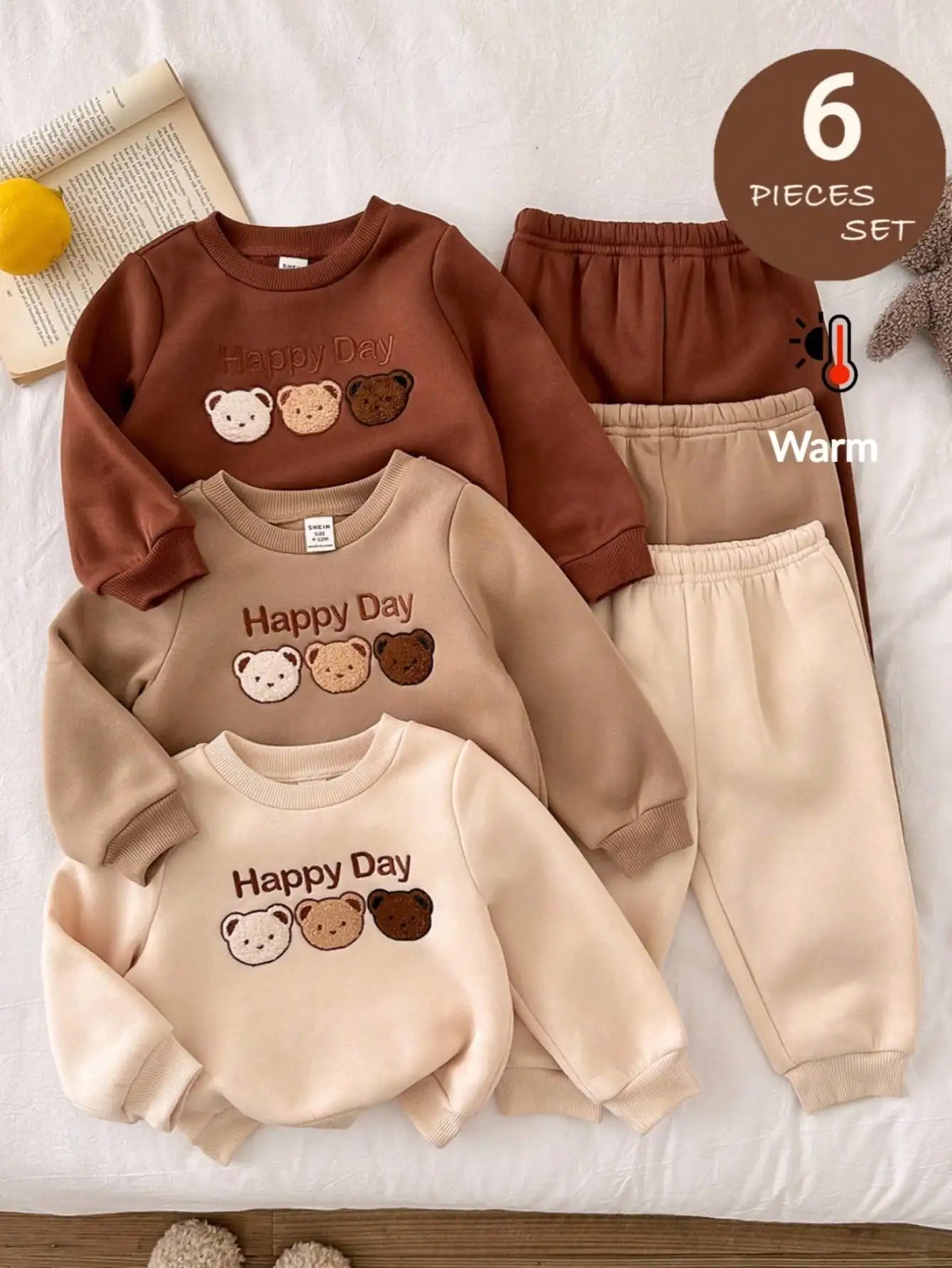 6pcs Set Baby Boy & Girl Cute Cartoon Outfits