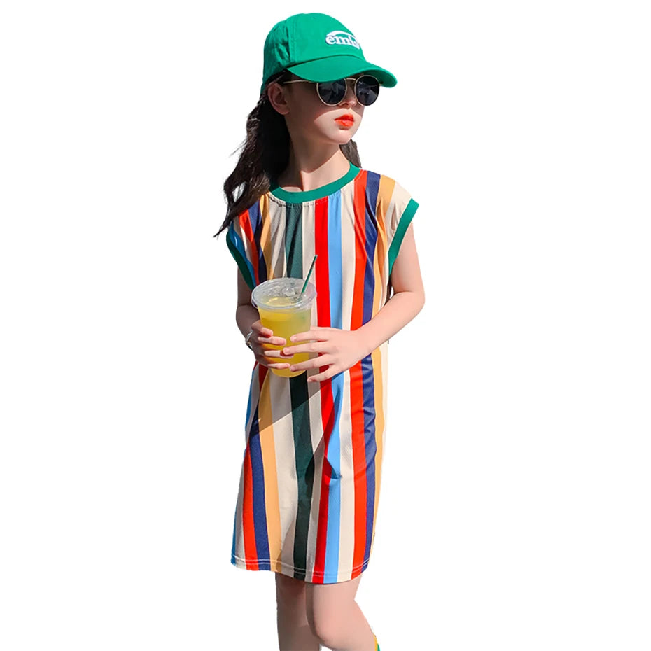 Girls Dress Striped Pattern Summer Dress