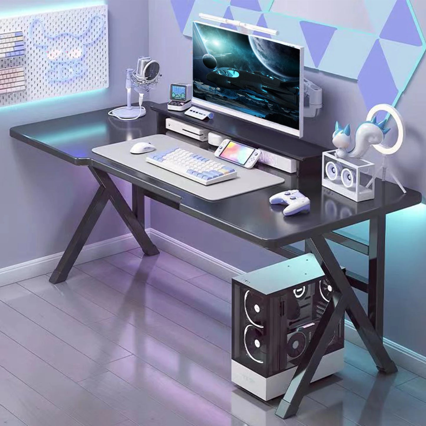 Ergonomic Computer Game Table with X-shaped Steel Legs