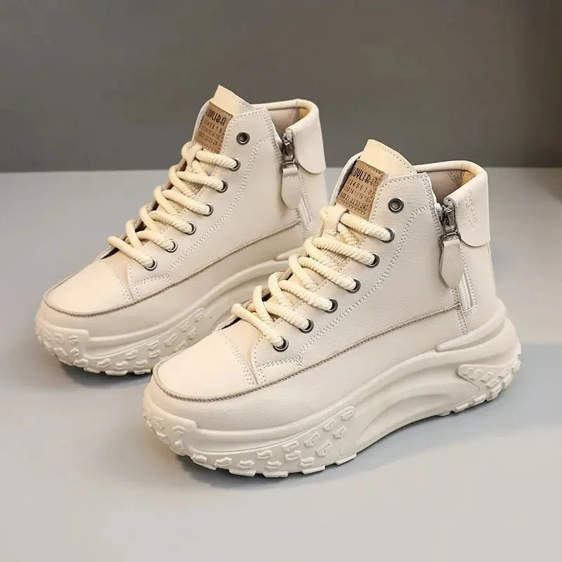 Women's High-Top Casual Lightweight Board Shoes Thick Sole