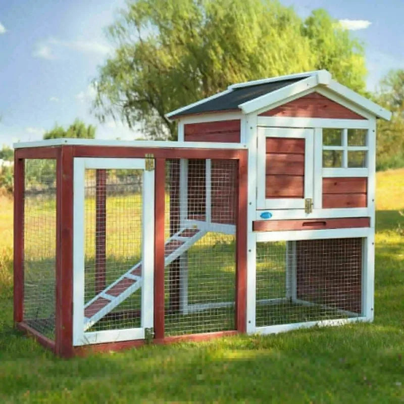 US Wooden Rabbit Hutch Cage House Habitat Animal Pet Chicken Coop Outdoor Indoor Roof Waterproof Bunny Hutch Rabbit Cage Guinea