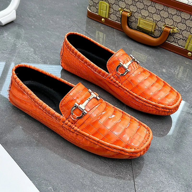High Quality Snakeskin Leather Mens Loafers
