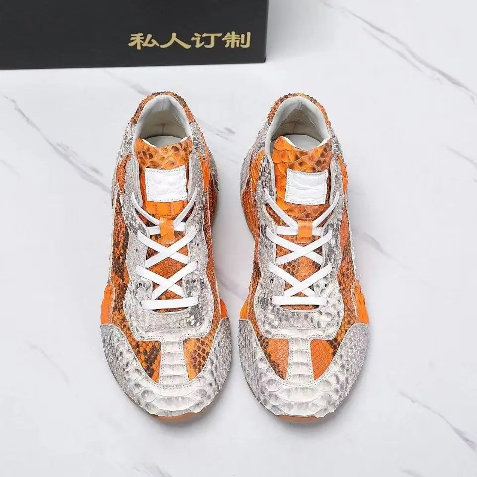 Snake Skin causal shoes genuine leather sneaker