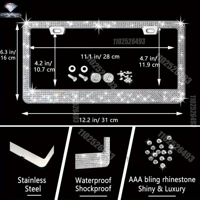 Set 27 Piece Women Bling Universal Fit Steering Cover Shiny License Frame Phone Holder Coasters Tools