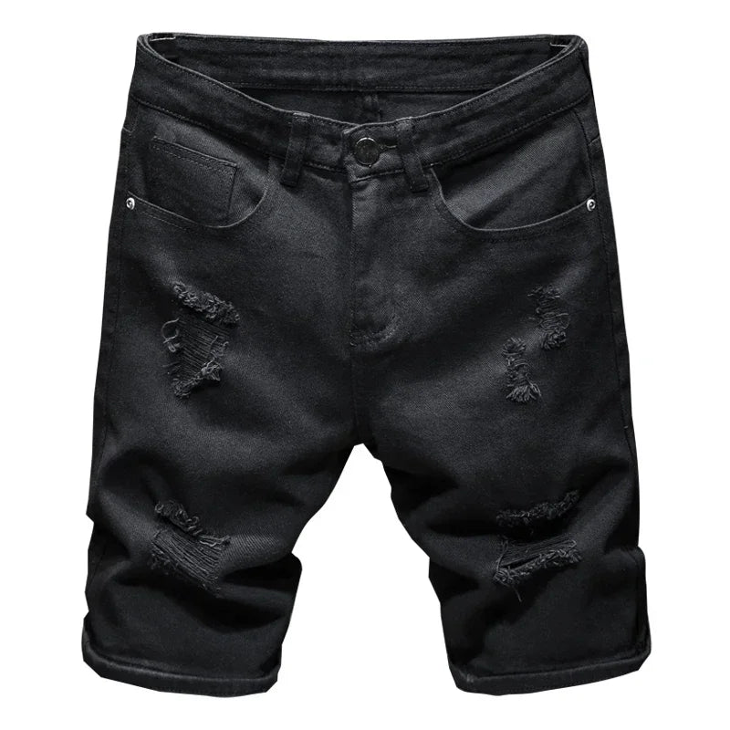 Streetwear Ripped White Denim Shorts