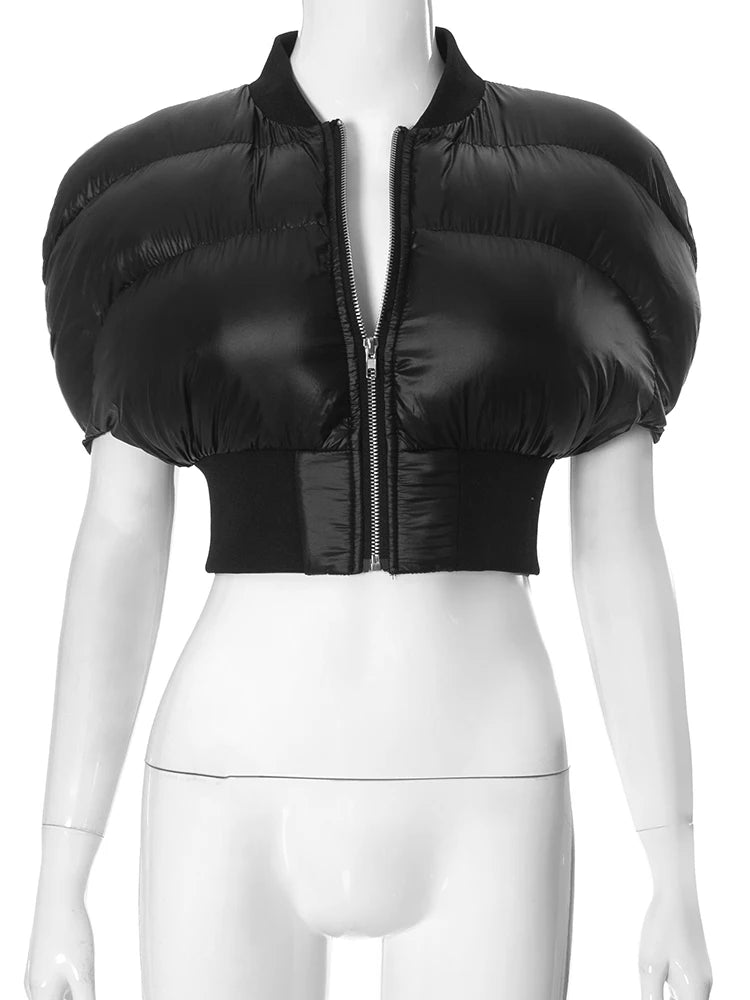 Hipster Zip Jacket Thick Padded New Fashion Shorts Sleeve