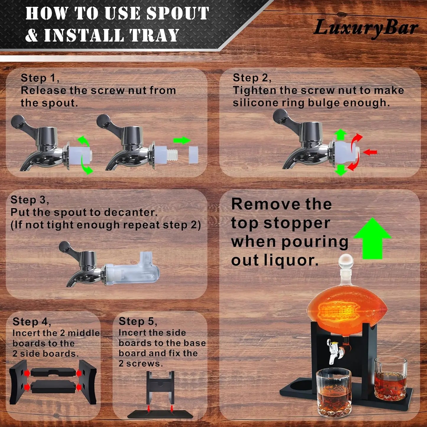 Football Whiskey Decanter Set with Glasses and Chiller