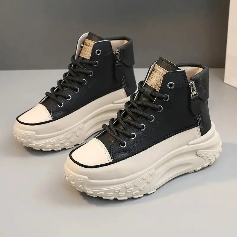 Women's High-Top Casual Lightweight Board Shoes Thick Sole