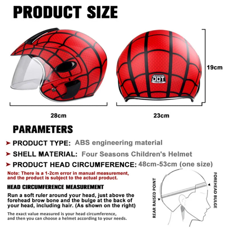Child Motorcycle Helmet 3-9 Years Abs Unisex
