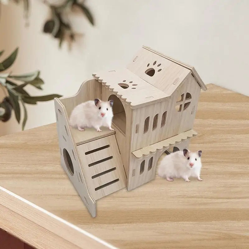 Guinea Pigs Fun House Double-Decker Hut with Climbing Ladder