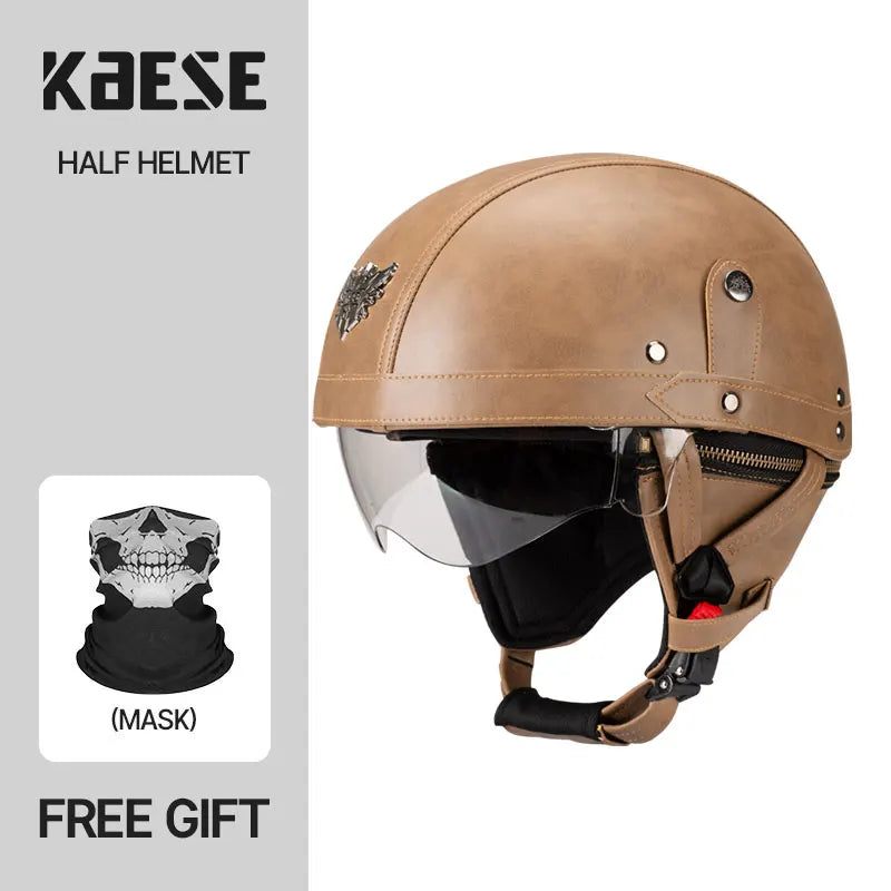 Vintage Half Face Motorcycle Helmet Unisex