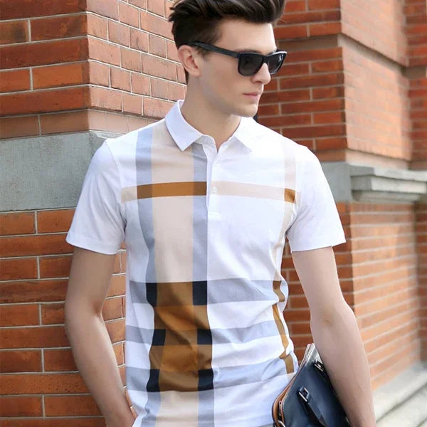 Men's Fashion Casual Stripe Polo Top