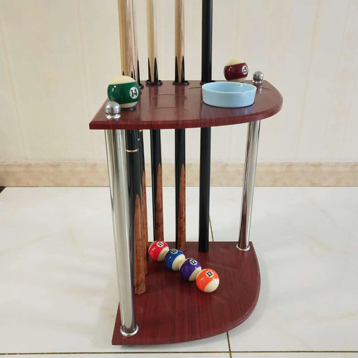 Billiard Pool Rack Corner Floor Stand Organizer 8 Hole Storage
