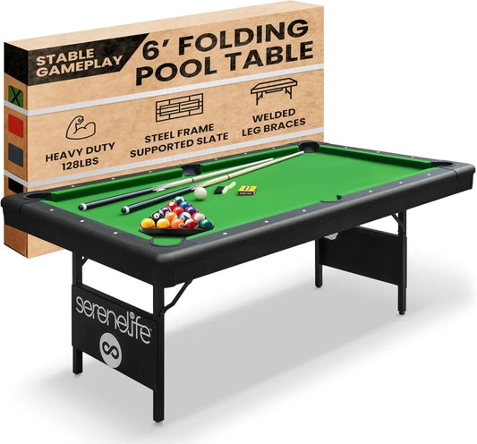 6-Ft Folding Pool Table with Safety Anti Collapse Locks