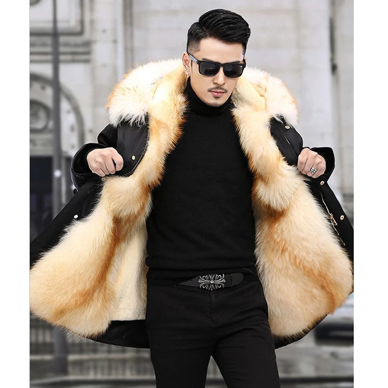 One-piece Imitation Mink Fleece Mid-length Fur Coat