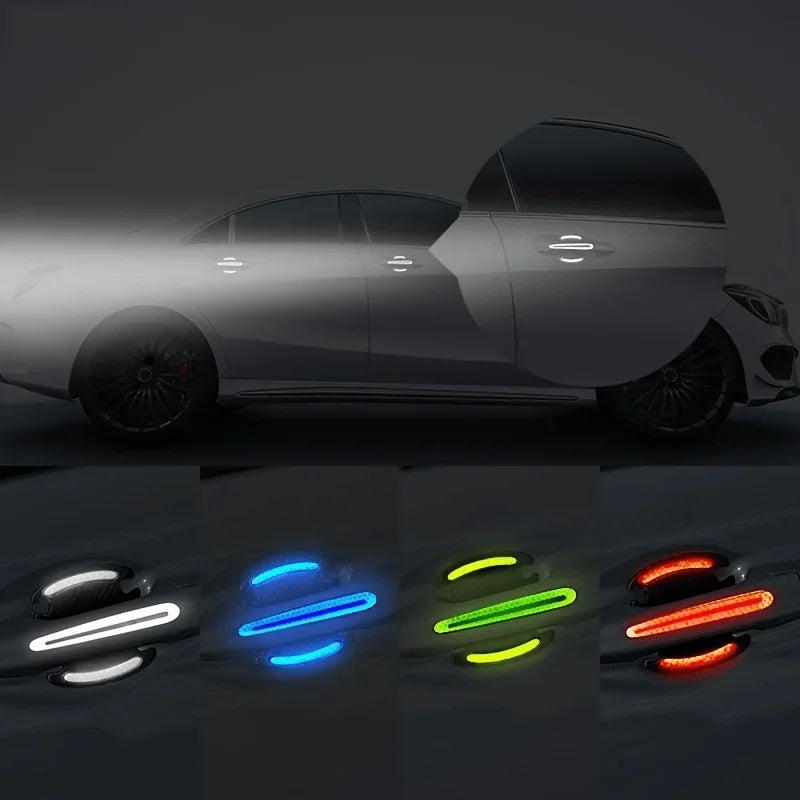 8-piece 3d Reflective sticker strip door handle