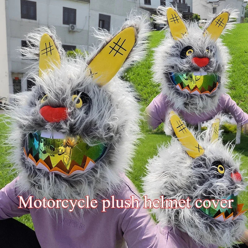 Cartoon Motorcycle Helmet Cover Fluffy Plush