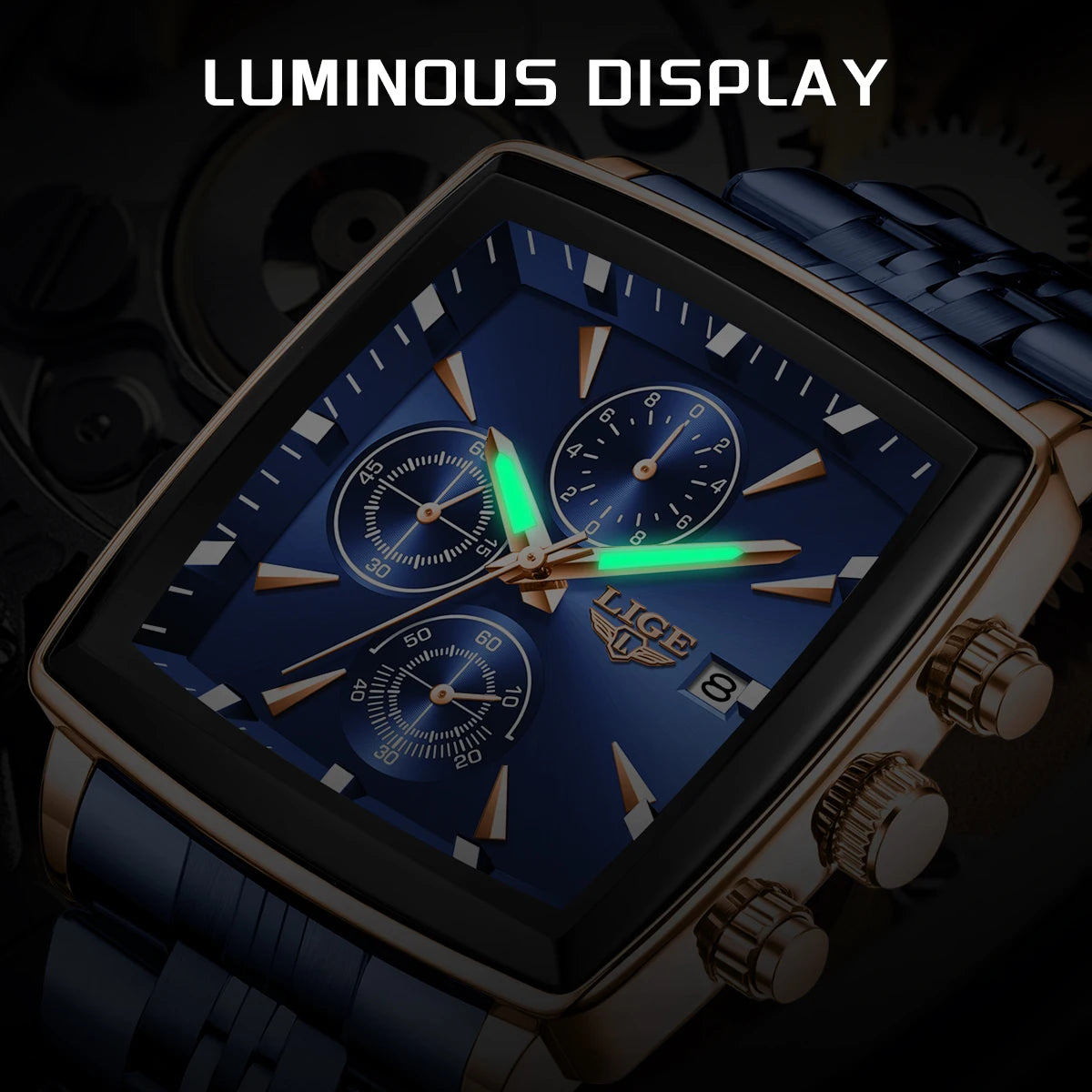 Square Chronograph Quartz Wristwatch Waterproof
